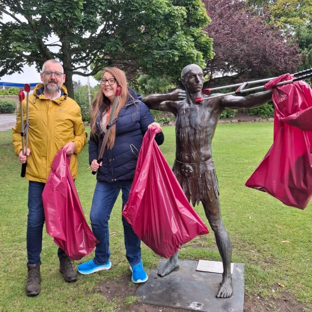 Having fun while litter picking 🕺🚮

Alan, Rachael and Rhona stopped for some poses with their new friend during one of the weekly litter picks we did in June!

#ClimateAction #LitterPicking #FunAtBridges #Musselburgh